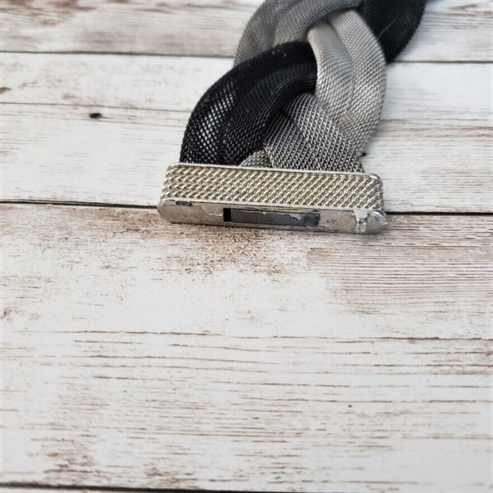 Vintage Bracelet - Shades of Gray & Black Woven Design Magnetic Closure - Picture 4 of 5